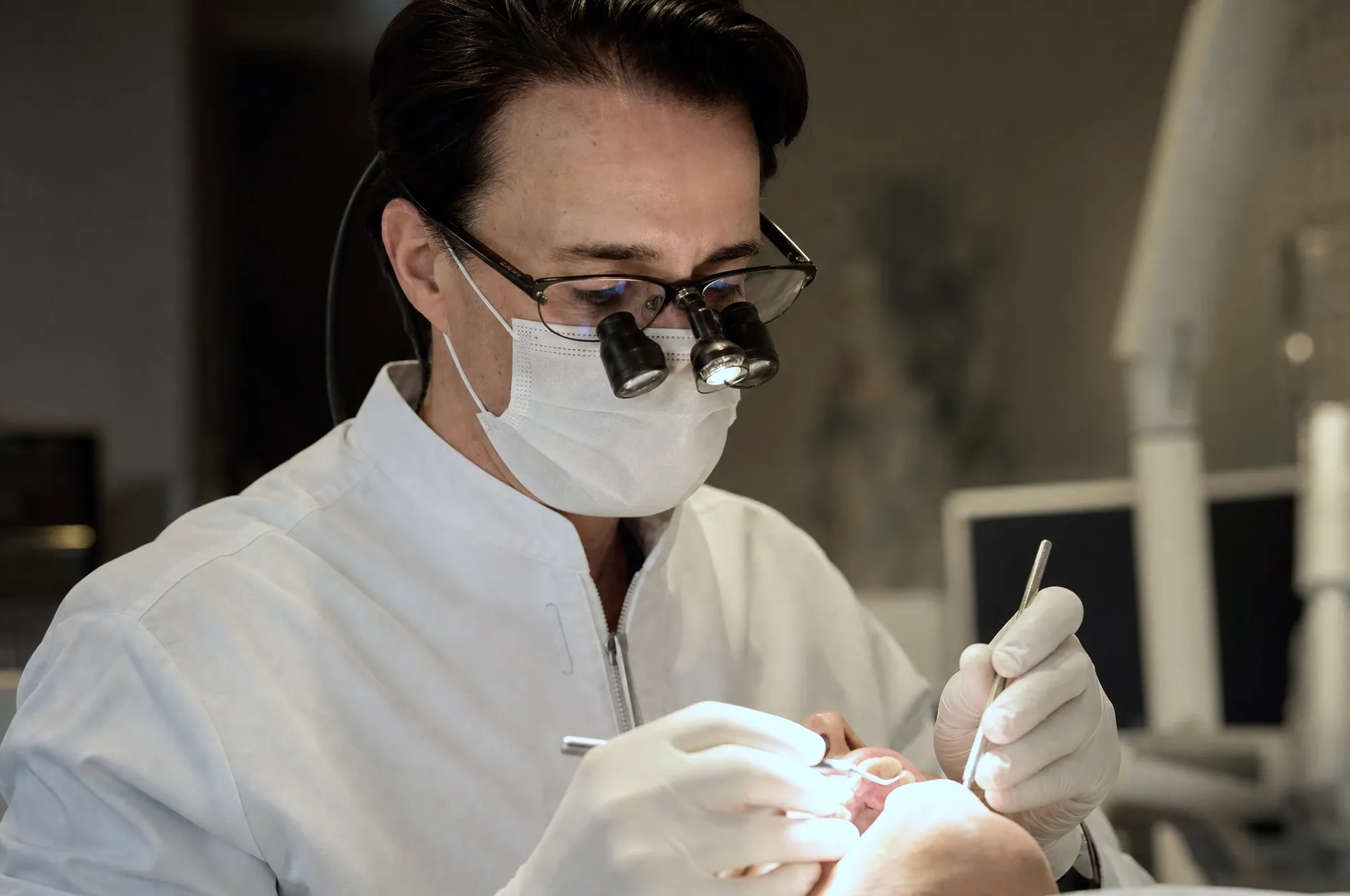Dr. Cristea performing a procedure with computer-guided precision