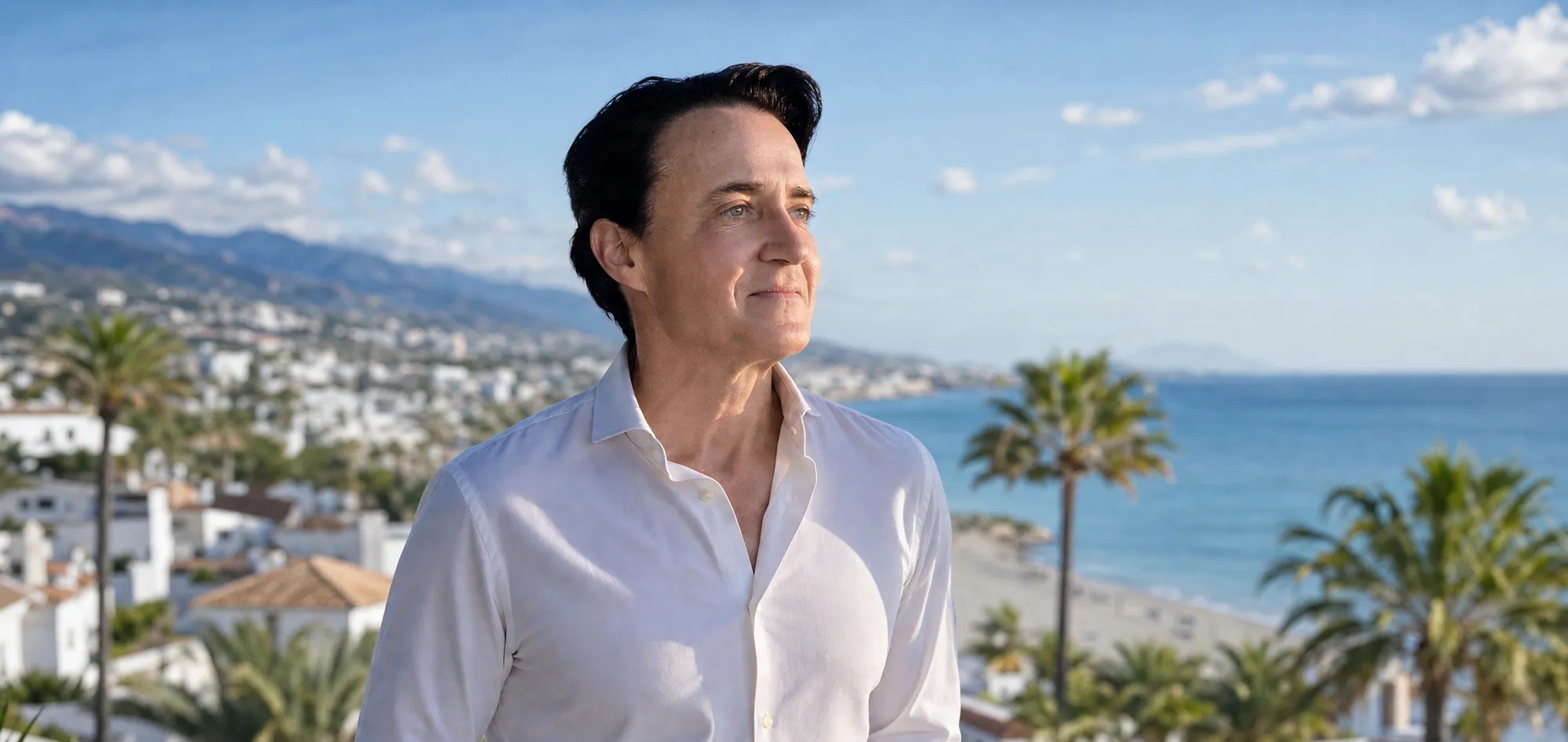 Dr. Cristea in the Dental Marbella clinic, with the warm light of the Costa del Sol